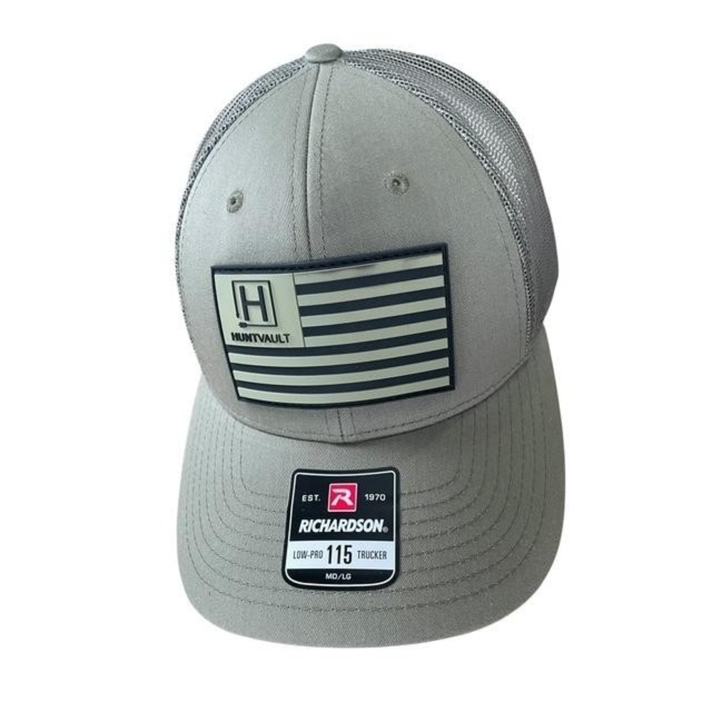 Hunt Vault Hat Cap Snap Back Mesh Green Trucker Patch American Flag Md/Lg